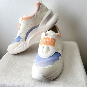 Ugg women's sneakers, white/light blue/peach, size 12